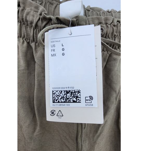 New NWT Wide Leg Linen Blend Pants Green Army Size Large‎ - Picture 9 of 10